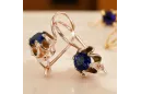 Or rose rouge 14 carats 14k 583 Sapphire des boucles d'oreilles vec013 Russe Soviétique URSS Style vintage Art Deco style